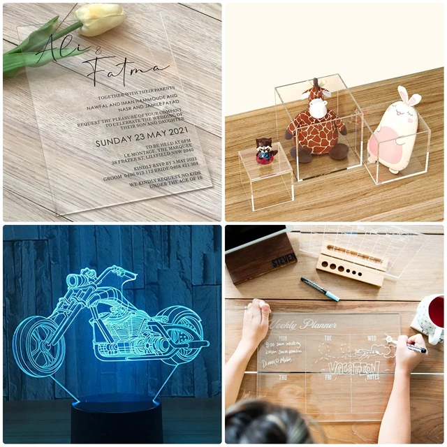 Alt view image 7 of 7 - Clear Cast Acrylic Sheet 12" x 16" x 1/8" Thick (3mm), Pack of 2 Plexiglass Panel; Transparent; Plastic Board; for Sign, Craft, Display Projects, Laser Cutting, Engraving