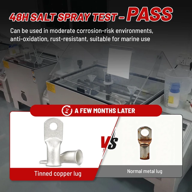 Alt view image 3 of 7 - 20PCS 2/0 AWG-5/16 Marine Grade Wire Lugs, Tinned Copper Ring Terminal Connectors Ends W/3:1 Dual Wall Adhesive Heat Shrink Tubing, Heavy Duty Anti-Rust Battery Cable Ends