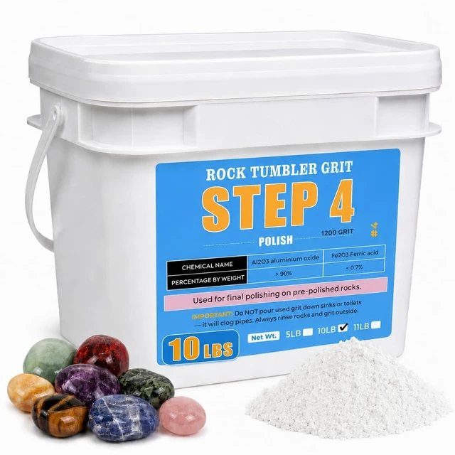 Main image of 10 lbs Rock Tumbler Grit Fine 1200-Grit Aluminum Oxide, Step 4 Final Polish for Tumbling Stones, Works with Any Rock Tumbler or Stone Polisher, Polish Up to 60 LBS of Rocks