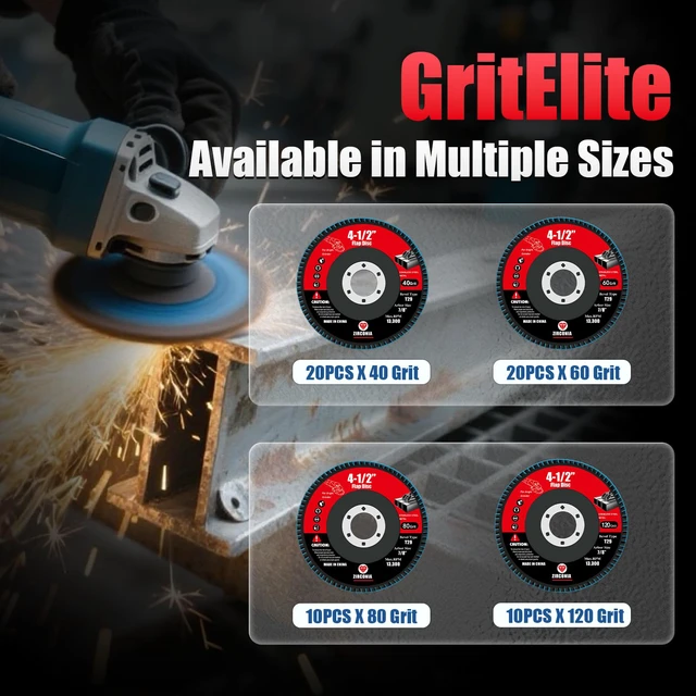 Alt view image 3 of 7 - 60 Pack Flap Discs 4 1/2 for Angle Grinder, 40/60/80/120 Grit Type 29 Zirconia Abrasive Grinding Wheel, 7/8" Flap Sanding Disc for Metal, Wood, Stainless Steel Finishing