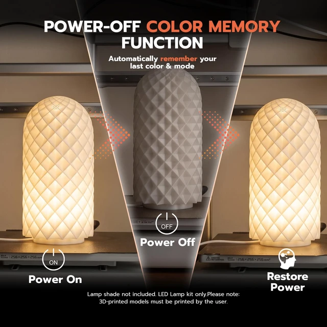 Alt view image 2 of 7 - 6-Pack IR RGB LED Lamp Kit 001 for Bambu Lab 3D Printed Light kit Power-off Color Memory, 16 Adjustable Colors, 5V USB Powered, DIY 3D Printed Lamp Parts For Makerwold