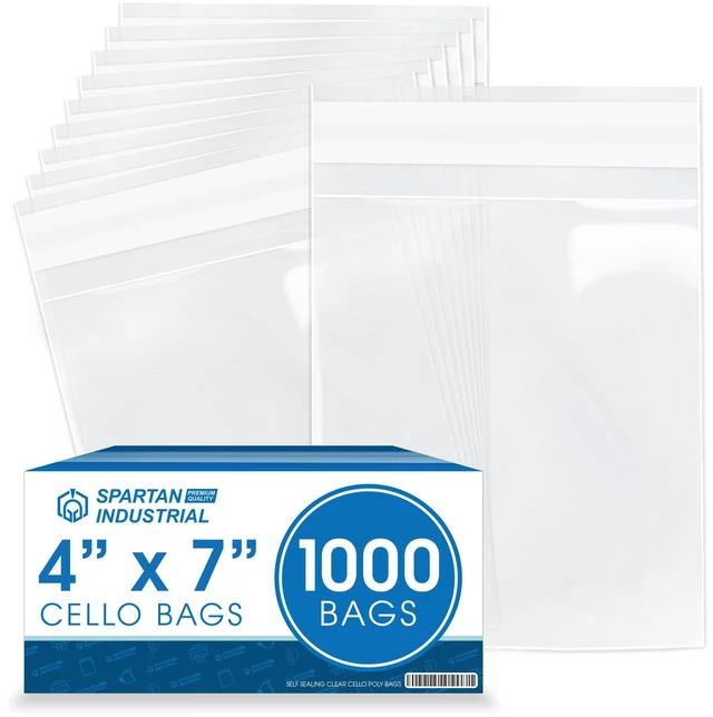 Main image of 4" X 7" Self-Sealing Cellophane Bags (1000 Count) Clear Treat Bags for Cookies, Candy, Small Gifts and Crafts - Resealable Adhesive Flap