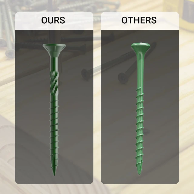 Alt view image 5 of 6 - Deck Screws 3 Inch, #10 x 3, 5lb, Rust Resistant, Green Epoxy Coated, Outdoor Screws, Torx/Star Drive, T25 Bit