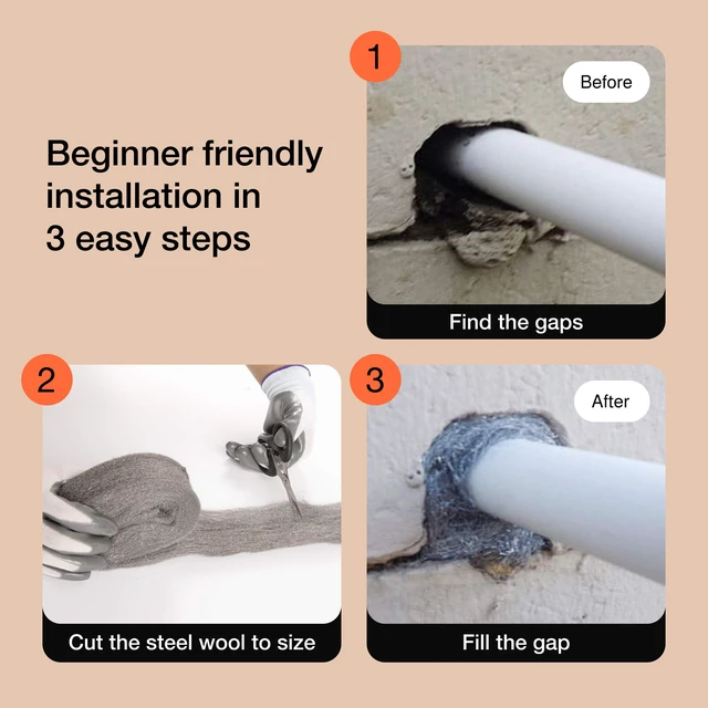 Alt view image 7 of 7 - Steel Wool Mice Control 3-pc, Mouse Hole Filler, Scissors & Gloves