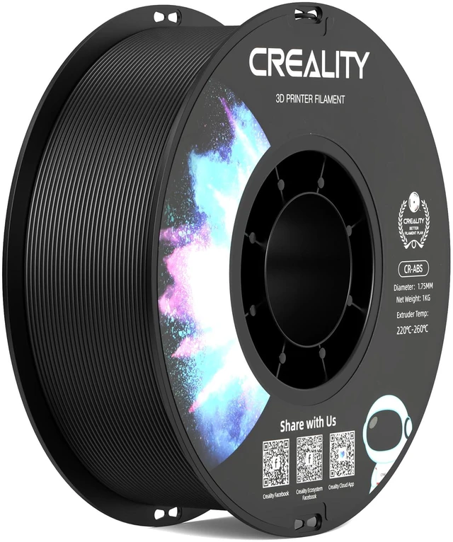 Main image of ABS Filament 1.75mm Black 1KG, 3D Printer Filament, Excellent Resistance, Odorless Non-Toxic, Stability, Tough, 1kg(2.2lbs) Printing Filament for 3D Printer