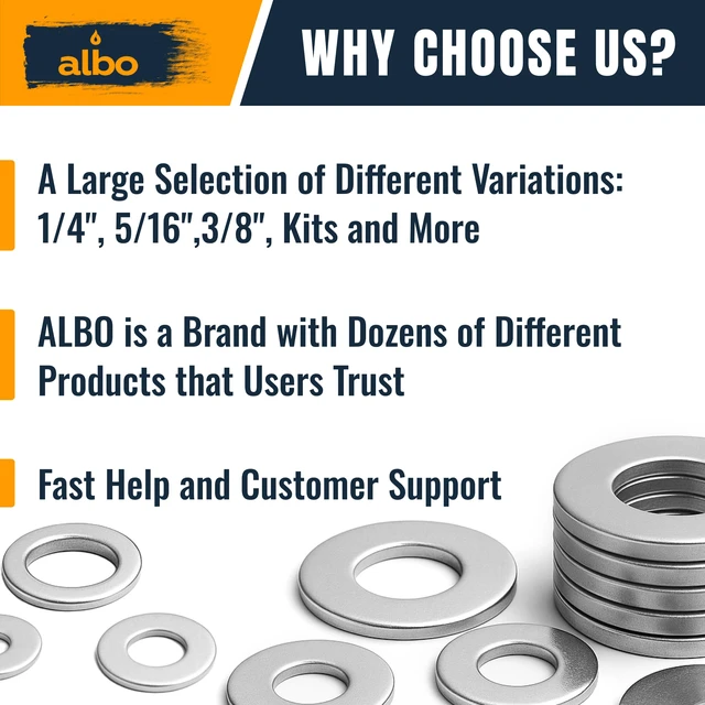 Alt view image 6 of 6 - 500 Pcs 304 Stainless Steel Fender Washers, M3-M12 & SAE Sizes Extra-Wide Bearing Surface, Helps Prevent Pull-Through and Surface Damage, Reusable Storage Case