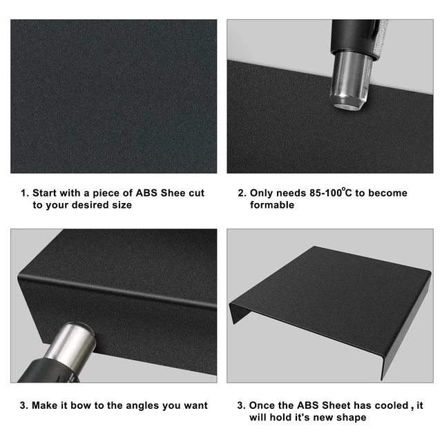 Alt view image 5 of 7 - 3 Pack Black ABS Plastic Sheet 12" x 16" 1/4" Thick (6mm), High Tensile and Impact Strength Moldable Plastic Sheet Plexiglass Sheet, DIY Material for Home Decor,Handicrafts