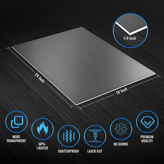 Alt view image 3 of 7 - 4 Pack 18x24 1/8" Clear Plexiglass Sheets for Window Display 3mm Transparent Cast Acrylic Sheets Cut to Size for Laser Cutting, Wedding Sign, Glass Replacement