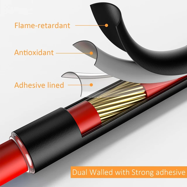 Alt view image 4 of 6 - 355pcs Heat Shrink Tubing Kit Electrical Wire Connector with 1000W Heat Gun Marine Grade Waterproof Connector Industrial Heat Shrink Terminal - 3:1 Dual Wall Adhesive Lined - 3.15" Length -Black