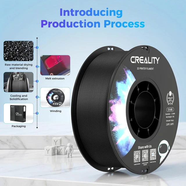 Alt view image 5 of 7 - ABS Filament 1.75mm Black 1KG, 3D Printer Filament, Excellent Resistance, Odorless Non-Toxic, Stability, Tough, 1kg(2.2lbs) Printing Filament for 3D Printer