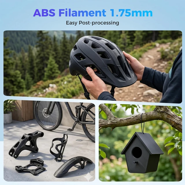 Alt view image 6 of 7 - ABS Filament 1.75mm Black 1KG, 3D Printer Filament, Excellent Resistance, Odorless Non-Toxic, Stability, Tough, 1kg(2.2lbs) Printing Filament for 3D Printer