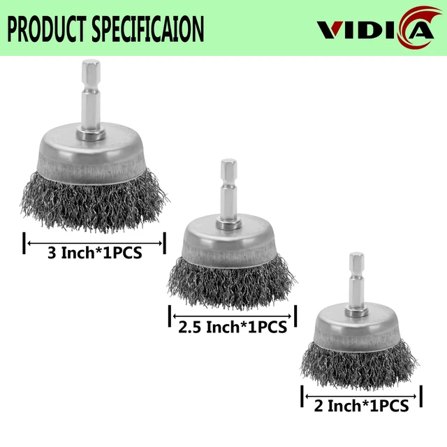 Alt view image 3 of 7 - Wire Brush Set 20 Pcs, 1/4 Inch Hex Shank Wheel for Drill, Carbon Steel Brush Set for Cleaning Rust