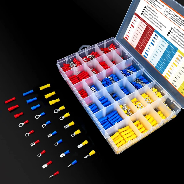 Alt view image 7 of 7 - 750PCS Wire Connectors Kit, Male and Female Spade Connectors, 27 Types Electrical Connector Kit 0.5-6.0mm², Insulated Terminal Connector, Includes Spade Ring Fork Wire Terminal