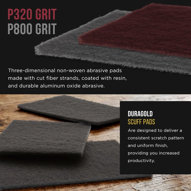 Alt view image 3 of 6 - Premium 6" x 9" Scuff Pads, 5 Each Maroon General Purpose & 5 Each Gray Ultra Fine - Scuffing Scouring Sanding, Paint Primer Prep Adhesion Scratch, Surface Preparation Automotive Autobody
