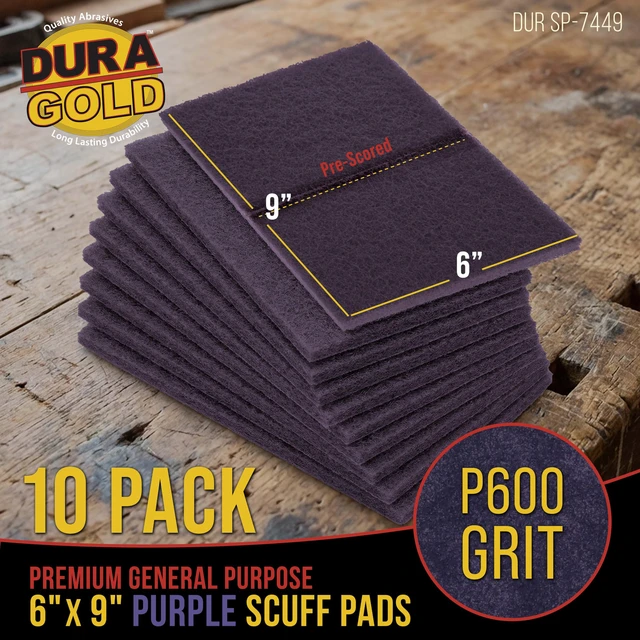 Alt view image 2 of 6 - 6" x 9" Purple Medium Fine 600 Grit General Purpose Scuff Pads Box of 10 - Scuffing, Scouring, Sanding, Cleaning, Blend Prep, Surface Adhesion Preparation - Automotive Auto Body
