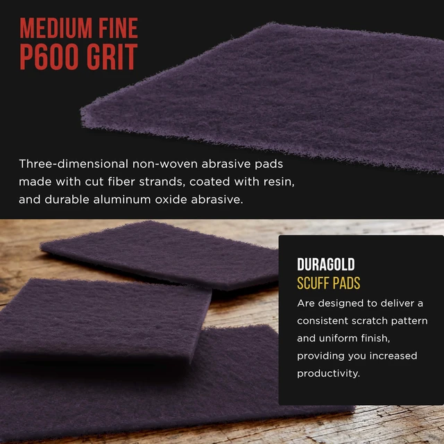 Alt view image 3 of 6 - 6" x 9" Purple Medium Fine 600 Grit General Purpose Scuff Pads Box of 10 - Scuffing, Scouring, Sanding, Cleaning, Blend Prep, Surface Adhesion Preparation - Automotive Auto Body
