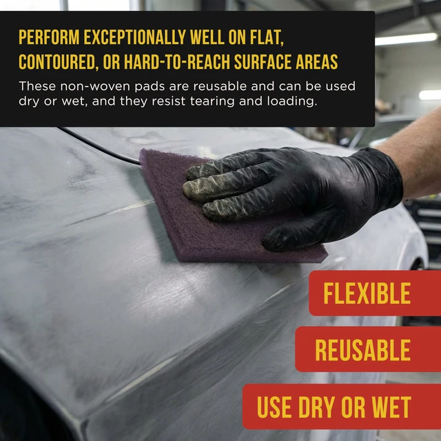 Alt view image 5 of 6 - 6" x 9" Purple Medium Fine 600 Grit General Purpose Scuff Pads Box of 10 - Scuffing, Scouring, Sanding, Cleaning, Blend Prep, Surface Adhesion Preparation - Automotive Auto Body