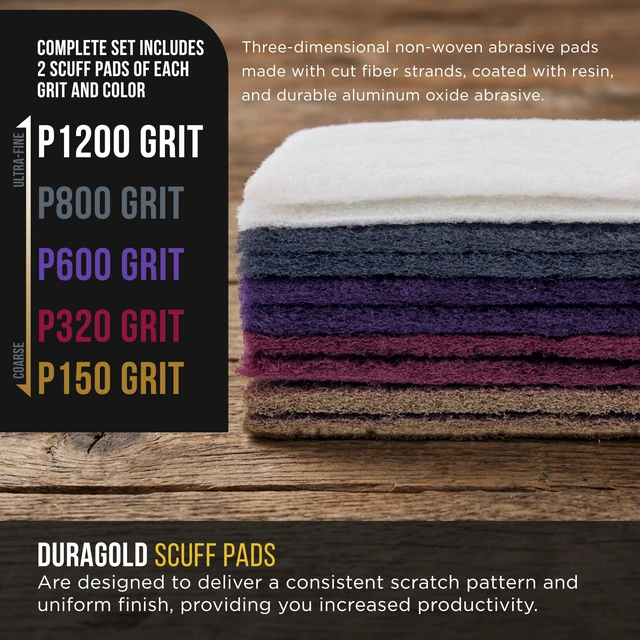 Alt view image 3 of 6 - Premium 6" x 9" 10 Scuff Pad Variety Pack, 2 Each Maroon, Gray, Gold, Purple and White - Scuffing, Scouring, Sanding, Cleaning, Blending, Paint Surface Prep Adhesion - Automotive Auto Body