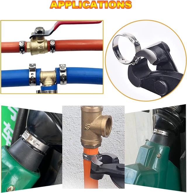 Alt view image 6 of 7 - 180 PCS Single Ear Hose Clamps, 12 Sizes 5.3-33.1mm Crimp Hose Clamps with Ear Clamps Pincer, 304 Stainless Steel Crimp Pinch Fitting Tools Kit