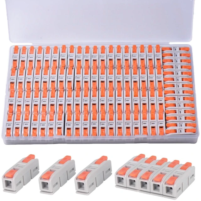 Main image of 90PCS Lever Wire Connectors, Mini Quick Connector Push-in, 1 in 1 Out Electrical Wire Inline Terminal for Splicing 24-12 AWG