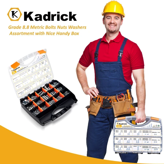 Alt view image 5 of 7 - 820Pcs Metric Bolt Assortment,M6 M8 M10 Hex Heavy Duty Bolts Kit Class 8.8 Bolts Nuts Flat/Lock Washers Included,M6-1.0 M8-1.25 M10-1.5 (12mm to 45mm),Eco-Friendly Zinc Plated