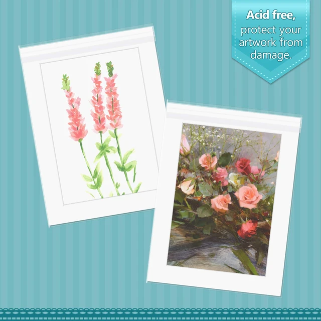 Alt view image 3 of 7 - 12x16 Inch Crystal Sealed Clear Plastic Sleeves,100 Pack Resealable Adhesive, Clear Stoarge Bags, For Pictures, Photos, Framing Mat Mattes, 12-2/5" x 16-1/2"