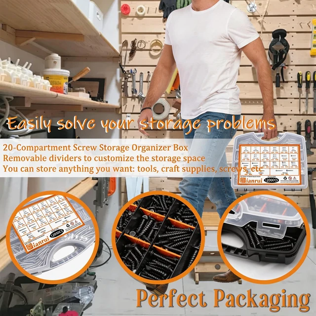 Alt view image 2 of 6 - 1050PCS Black Wood Screws Assortment Kit, Assorted 304 Stainless Steel Screws M3/M4/M5/M6, Phillips Drive Sheet Metal Self Tapping Screw Set Marine Grade (Pan & Flat Screw) Length 1/4" to 2"