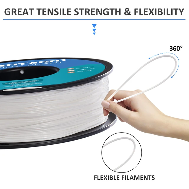 Alt view image 4 of 7 - Clear TPU Filament, 95A TPU Filament 1.75mm, Dimensional Accuracy +/- 0.03, Flexible Soft 3D Printer Filament 1kg Spool(2.2 lbs), Vacuum Packaging (White)