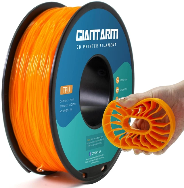 Main image of TPU Filament 1.75mm 1Kg(2.2lbs), Orange Filament TPU, 95A Flexible 3D Printer Filament with High Elasticity, ±0.03mm Accuracy, Neatly Wound & Moistureproof, Non-Clogging,TPU Orange