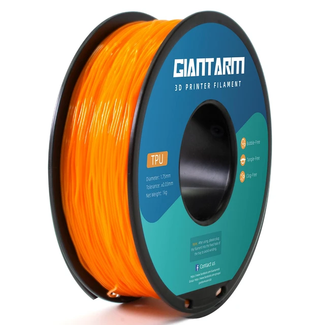 Alt view image 6 of 6 - TPU Filament 1.75mm 1Kg(2.2lbs), Orange Filament TPU, 95A Flexible 3D Printer Filament with High Elasticity, ±0.03mm Accuracy, Neatly Wound & Moistureproof, Non-Clogging,TPU Orange
