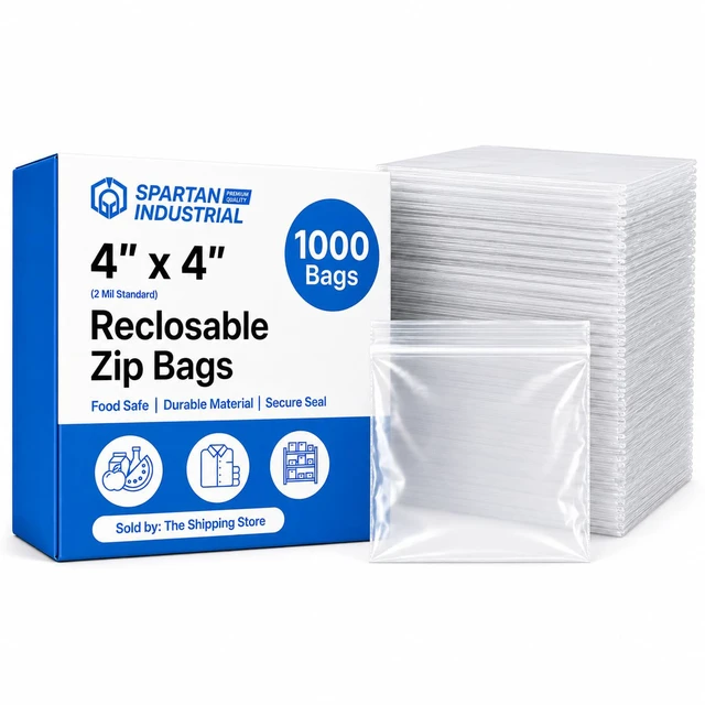 Main image of 4 X 4 (1000 Count) 2 Mil Clear Reclosable Zip Plastic Poly Bags with Resealable Lock Seal Zipper