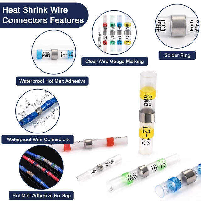 Alt view image 2 of 7 - 540Pcs Solder Heat Shrink Wire Connectors Kit Solder Stick Terminals soldering seal butt connectors heat shrink, crimpless solderless waterproof electrical connectors for marine automotive