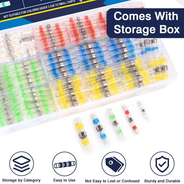 Alt view image 6 of 7 - 540Pcs Solder Heat Shrink Wire Connectors Kit Solder Stick Terminals soldering seal butt connectors heat shrink, crimpless solderless waterproof electrical connectors for marine automotive