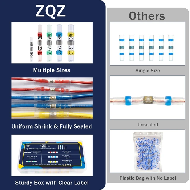 Alt view image 7 of 7 - 540Pcs Solder Heat Shrink Wire Connectors Kit Solder Stick Terminals soldering seal butt connectors heat shrink, crimpless solderless waterproof electrical connectors for marine automotive