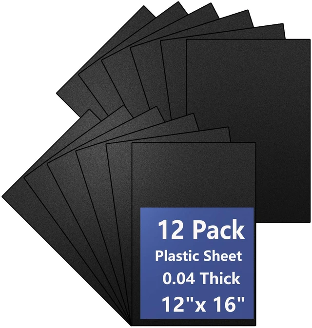 Main image of 12 Pack Black Plastic Sheet 12x16x0.04 in Flexible High Tensile Plastic Sheets Black Plastic Panel for DIY Materials Handicrafts Home Decoration