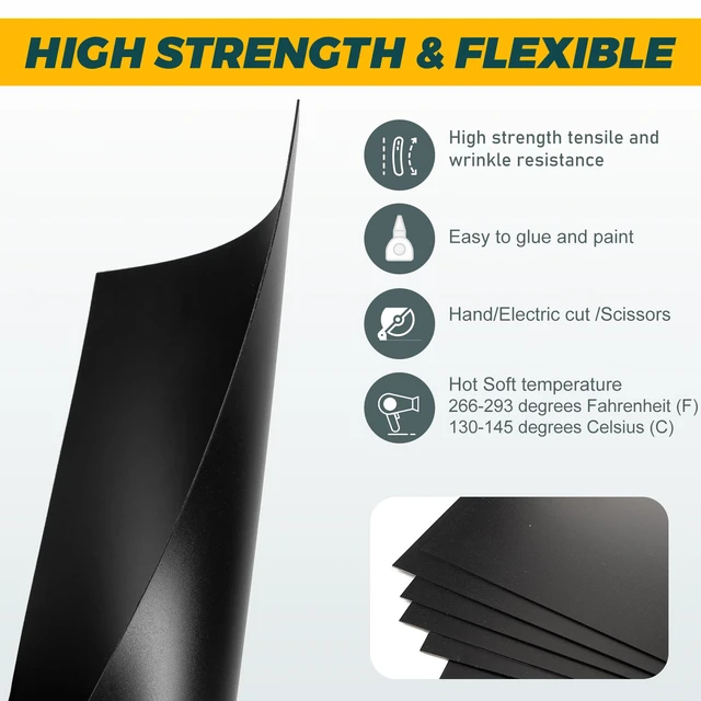 Alt view image 4 of 6 - 12 Pack Black Plastic Sheet 12x16x0.04 in Flexible High Tensile Plastic Sheets Black Plastic Panel for DIY Materials Handicrafts Home Decoration