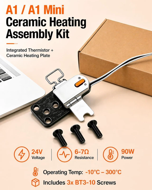 Alt view image 3 of 7 - Genuine Bamboo lab Upgraded Hotend Heating Assembly for Bambu Lab A1 & A1 Mini,2 Pack Replacement Hot End Kit with Heating Block for 3D Printer