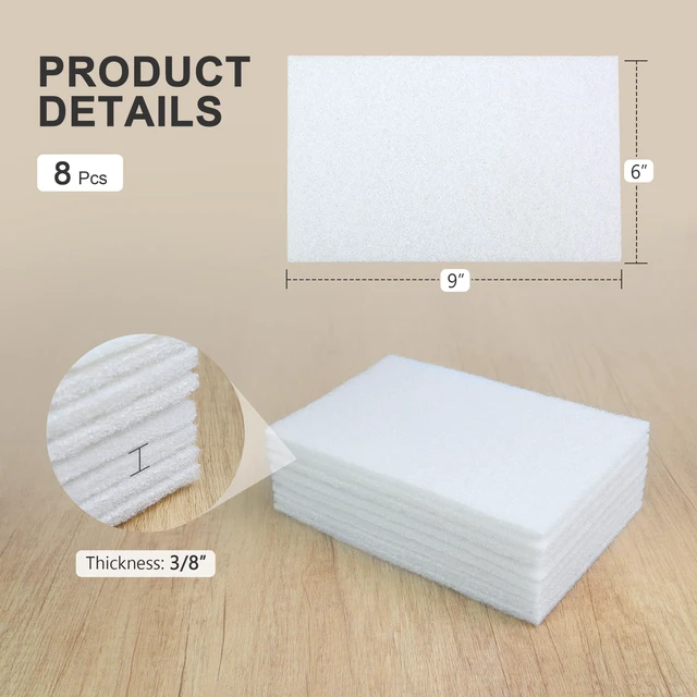 Alt view image 2 of 6 - 6"x9" Light Duty Scuff Pad 8 Pack (7445) - White, Wet/Dry Reusable Non-Abrasive Hand Pad for Cleaning, Polishing & Finishing - Auto Body, Woodworking, Glass & Marine
