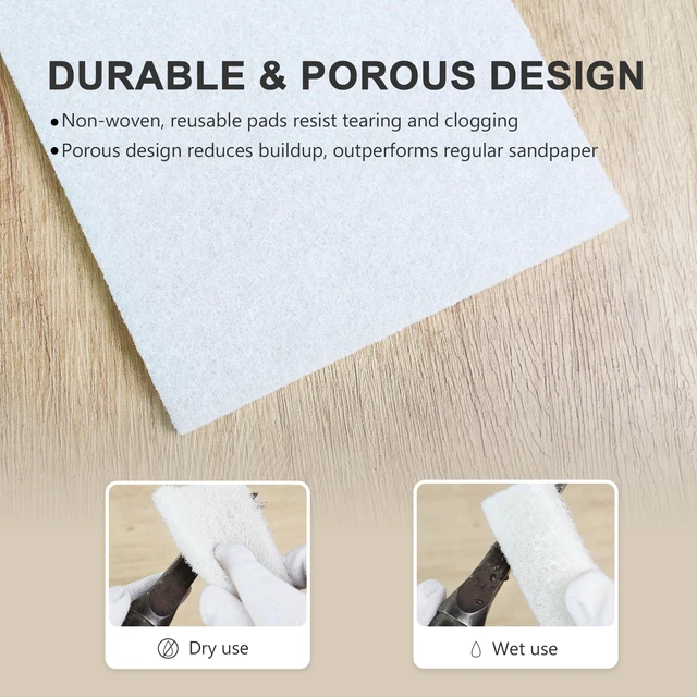 Alt view image 3 of 6 - 6"x9" Light Duty Scuff Pad 8 Pack (7445) - White, Wet/Dry Reusable Non-Abrasive Hand Pad for Cleaning, Polishing & Finishing - Auto Body, Woodworking, Glass & Marine