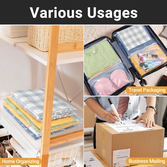 Alt view image 6 of 7 - Clear Bags for Swimsuits, T Shirt Packaging Bags for Bikini, Swimwear, Bathing Suit Storage, 10x8 inch, Pack of 100, 3 Mil with Vent Holes