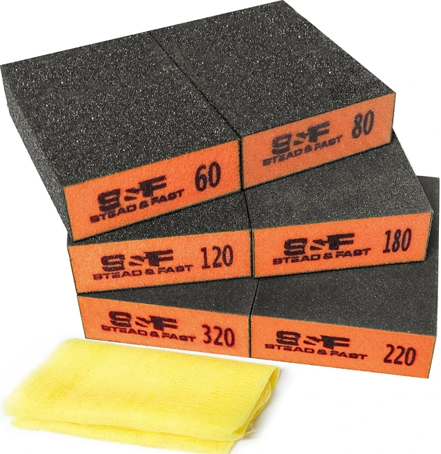Main image of Sanding Sponge 60 80 120 180 220 320 Grit 6 Pc, Tack Cloth Superior Elasticity, Exclusive PU Glue Formulation, Flexible and Durable, Wet and dry, for Wood, Metal, Drywall, Kitchen