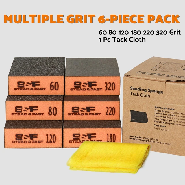 Alt view image 6 of 7 - Sanding Sponge 60 80 120 180 220 320 Grit 6 Pc, Tack Cloth Superior Elasticity, Exclusive PU Glue Formulation, Flexible and Durable, Wet and dry, for Wood, Metal, Drywall, Kitchen