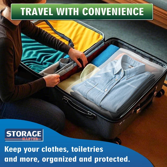 Alt view image 5 of 6 - Extra Large 10 Gallon Zippered Plastic Bags for - 24'' x 24'', Ideal for Clothes Clothing, Travel, Moving, 3-mil Extra Thick Clear Plastic, 15 pack