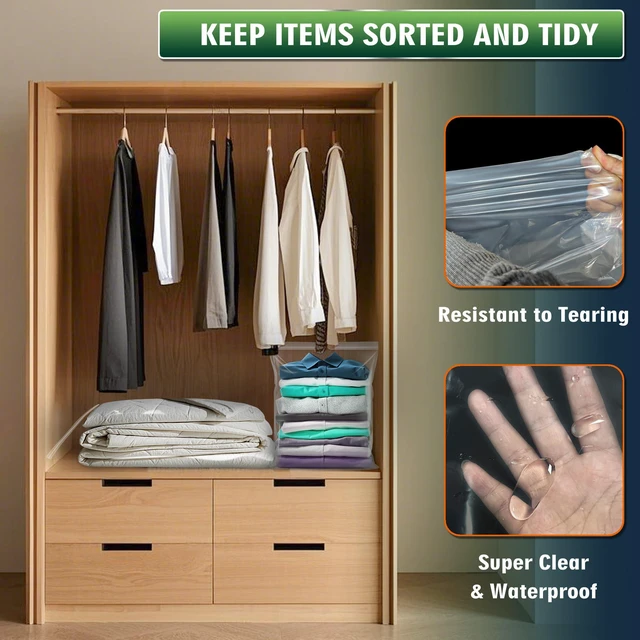 Alt view image 6 of 6 - Extra Large 10 Gallon Zippered Plastic Bags for - 24'' x 24'', Ideal for Clothes Clothing, Travel, Moving, 3-mil Extra Thick Clear Plastic, 15 pack