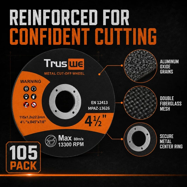 Alt view image 5 of 7 - Cut Off Wheels 4 1/2 Inch - 105 Pack Cut Off Wheels Metal and Stainless Steel Cutting Wheel for Angle Grinder Ultra Thin Cut-Off Wheel Cutting Disc