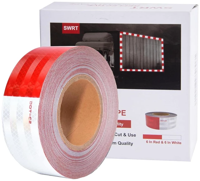 Main image of DOT-C2 Reflective Tape - 2 Inch x 100 Feet, Red & White, Waterproof, Strong Adhesive, Reflector Tape for Vehicles, Trailers, Boats & Signs
