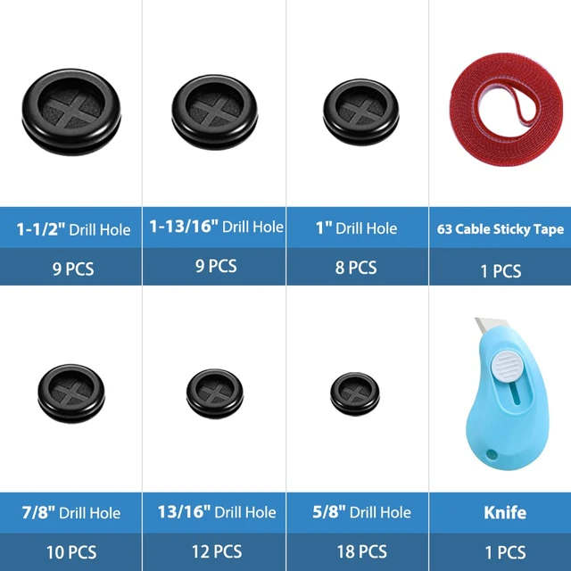 Alt view image 6 of 7 - 66Pcs Rubber Grommet Assorted Kit, Drill Hole Firewall Hole Plugs Wire Protection, 6 Sizes 1-13/16" 1-1/2" 1" 7/8" 5/8" 3/16"