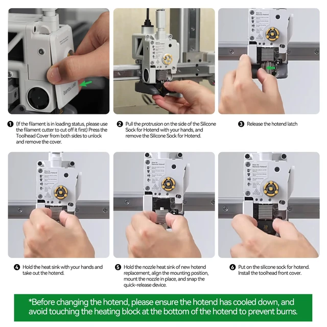 Alt view image 5 of 7 - A2L,A1 Mini, A1 Hardened Steel Hotend with 0.6mm Nozzle All Metal Extruder Hot End Kit,Heating Block Replacement,Quick Swap,Durable Print Head Accessory for A2, A1 Series 3D Printer