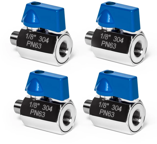 Main image of 4Pack 1/8" Mini Ball Valve, 304 Stainless Steel Shut-Off Valve NPT Female x Male Thread Small Valves for Compact Space (4, 1/8 Inch)