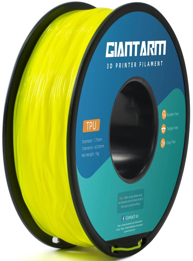 Alt view image 6 of 6 - TPU Filament 1.75mm 1Kg(2.2lbs), Yellow Filament TPU, 95A Flexible 3D Printer Filament with High Elasticity, ±0.03mm Accuracy, Neatly Wound & Moistureproof, Non-Clogging, TPU Yellow